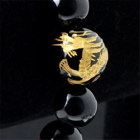 Men Tiger Eye Bead Bracelet Dragon Stone Bracelet Stretch Gemstone Jewelry Gift - Picture 3 of 8